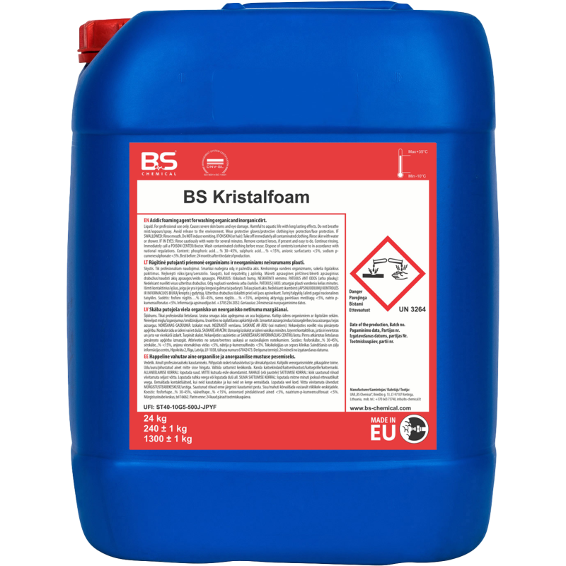 Kristalfoam skābs putojošs virsmu mazgāšanas līdzeklis, 24kg