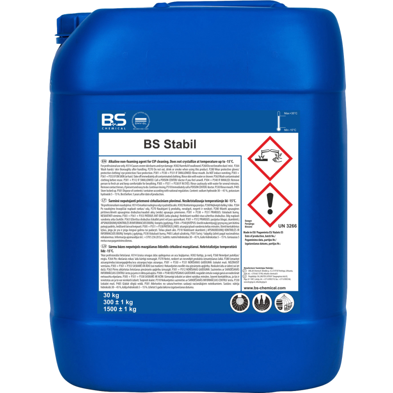 Stabil neputojošs, sārmains mazgāšanas līdzeklis, 30kg