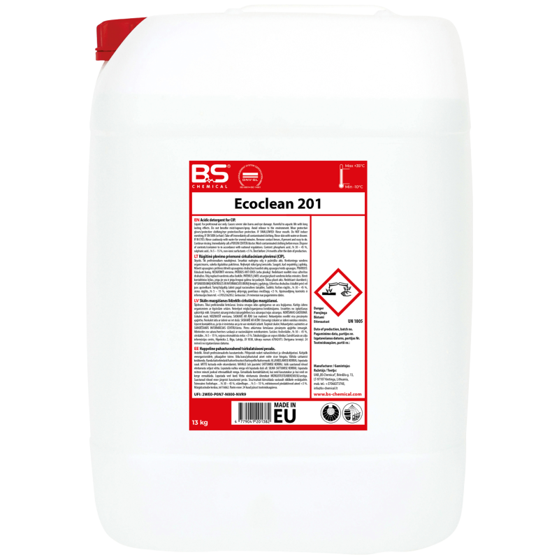 Ecoclean 201 neputojošs skābs mazgāšanas līdzeklis, 13kg