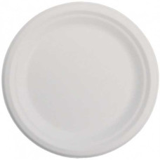 Šķīvis, cukurniedru, apaļš, balts, 22 cm