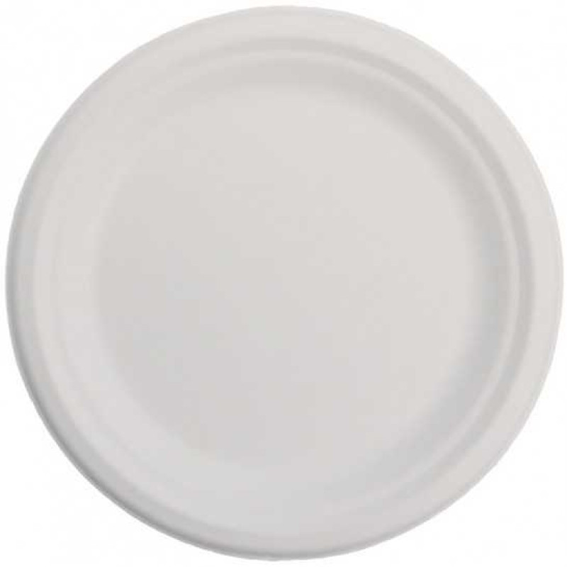 Šķīvis, cukurniedru, apaļš, balts, 22 cm
