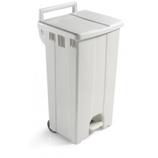 Atkritumu konteiners, balts ar pedāli, 90L
