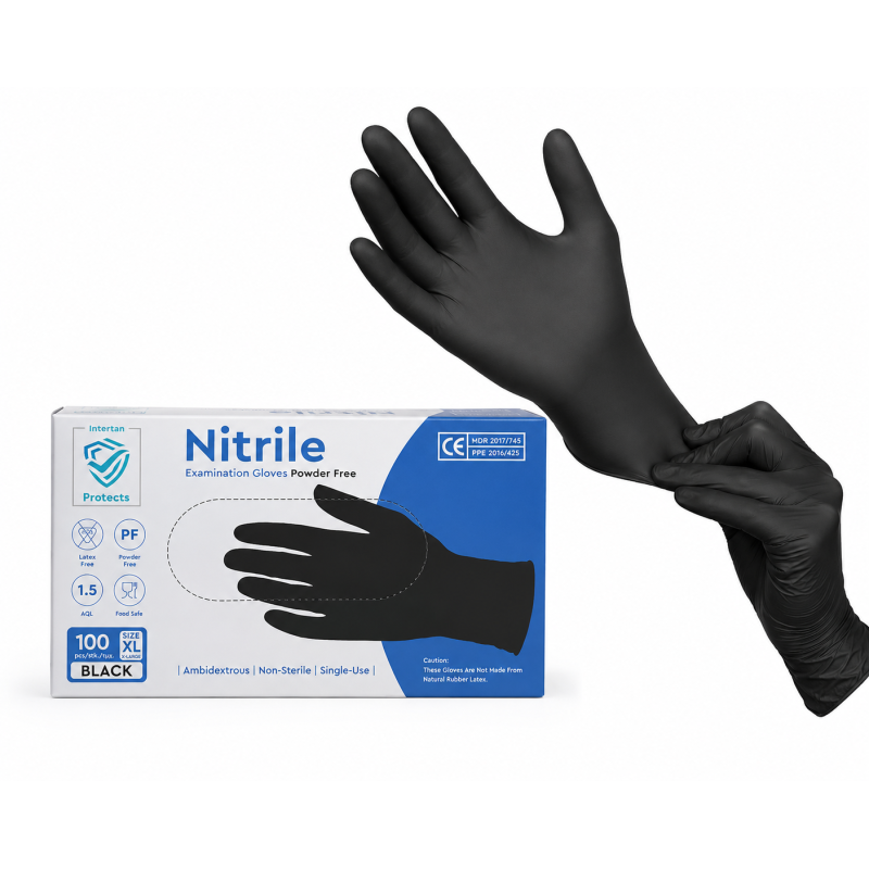 Cimdi nitrila Z-Diamante, bez pūdera, melni, XL