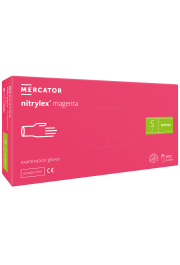 Cimdi nitrila Nitrylex magenta, bez pūdera, tumši rozā, S