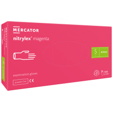 Cimdi nitrila Nitrylex magenta, bez pūdera, tumši rozā, S