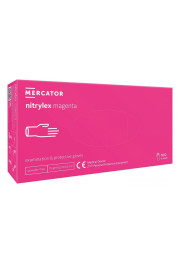 Cimdi nitrila Nitrylex magenta, bez pūdera, tumši rozā, S