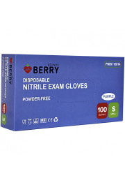 Cimdi nitrila BERRY, bez pūdera, zili, S