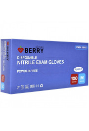 Cimdi nitrila BERRY, bez pūdera, zili, M