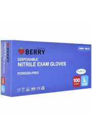 Cimdi nitrila BERRY, bez pūdera, zili, L