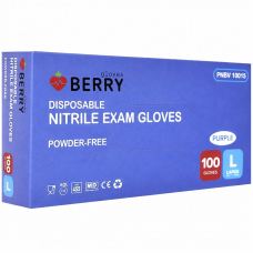 Cimdi nitrila BERRY, bez pūdera, zili, L