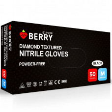 Cimdi nitrila BERRY, bez pūdera, melni, M