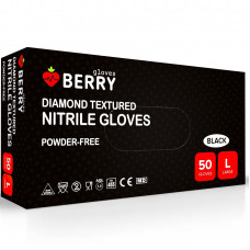 Cimdi nitrila BERRY, bez pūdera, melni, L
