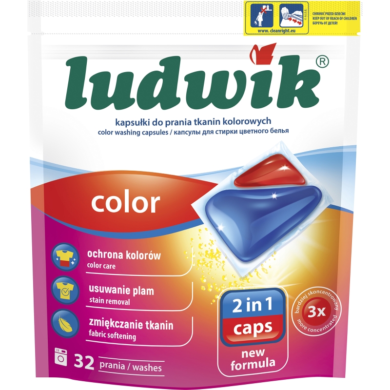 Gela kapsulas Ludwik krāsainu audumu mazgāšanai 2in1 COLOR