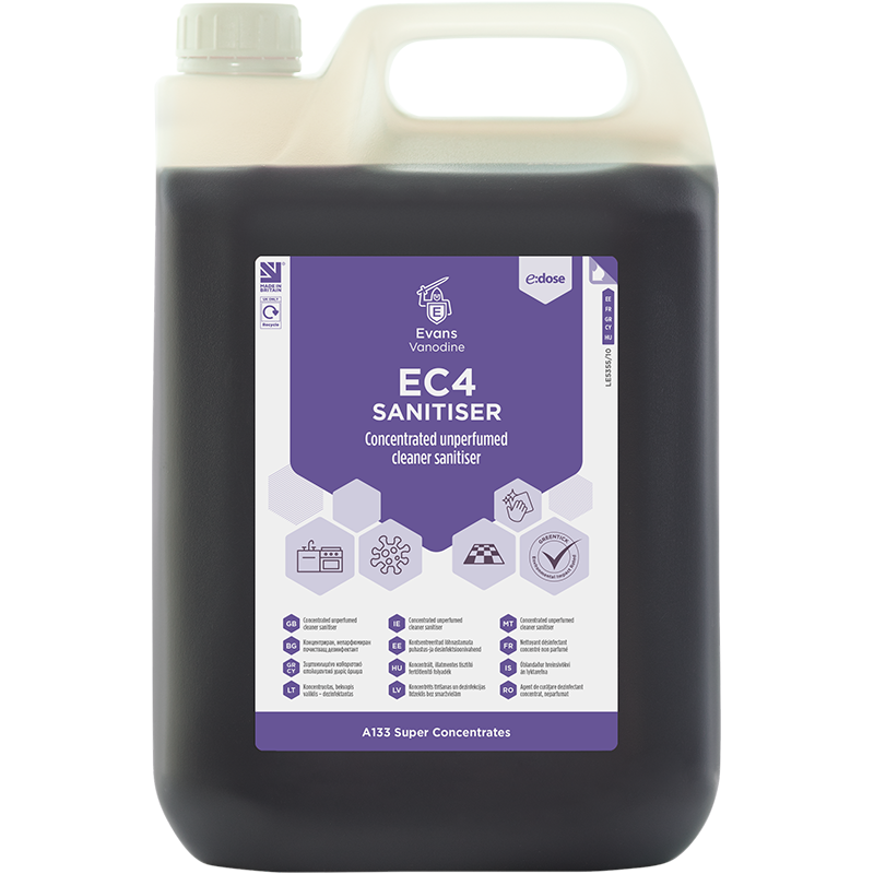EC4 Sanitiser Spēcīgi koncentrēts dezinfekcijas līdzeklis, 5L