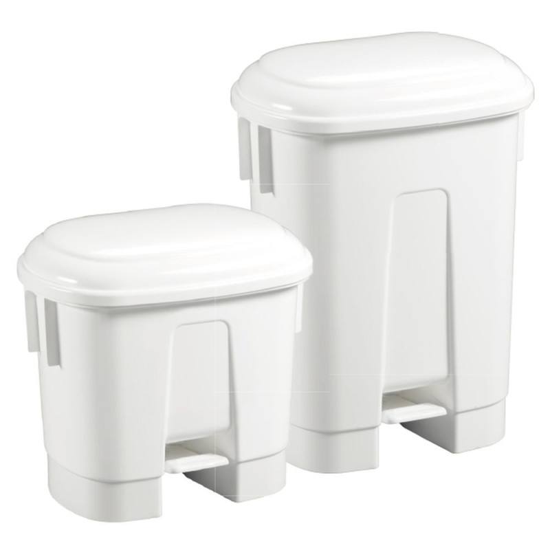 Atkritumu tvertne SIRIUS, balta ar pedāli un sarkanu vāku, 60L