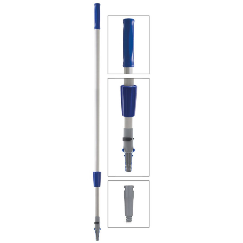 Teleskopisks kāts ar adopteri, alumīnija, 2x1.25m