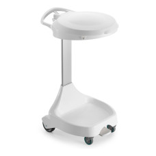 Atkritumu maisu turētājs - ratiņi DELTA ar vāku un pedāli, balts