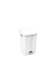 Atkritumu tvertne BINNY, ar vāku un pedāli, balta, 50L
