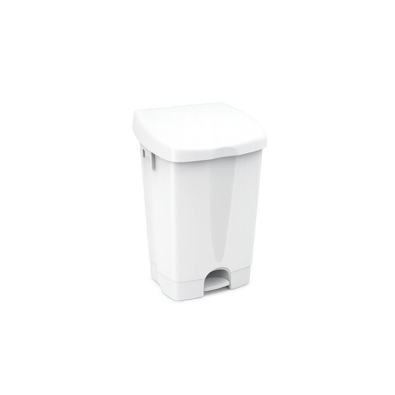 Atkritumu tvertne BINNY, ar vāku un pedāli, balta, 50L