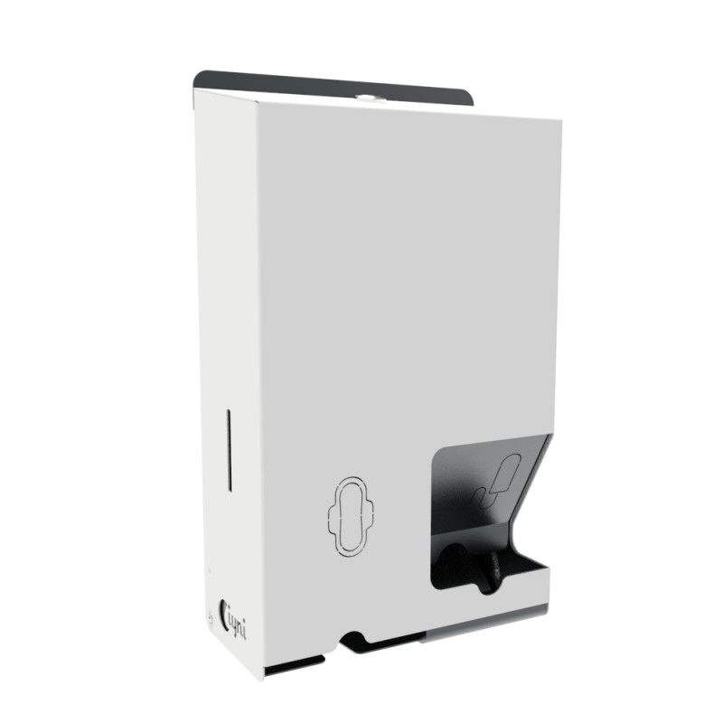 2 kolonnu higiēnas preču turētājs, nerūsējošais tērauds, balts, ar IYNI logo