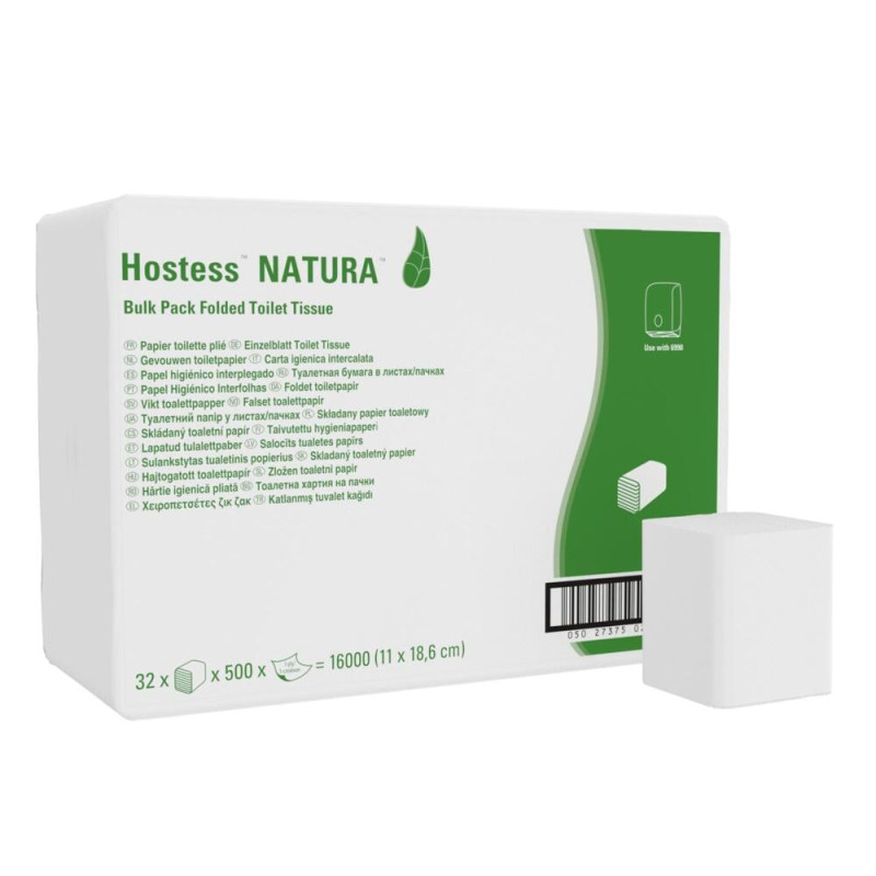 Tualetes papīra salvetes Hostess Natura, baltas ,1k, 18.6x11cm