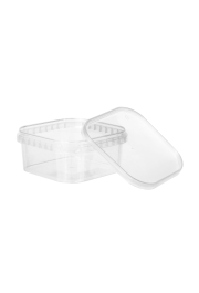 Kārbas kantainas ar vāku, PP, caurspīdīgas, 12.2x12.2/5.7cm, 500ml