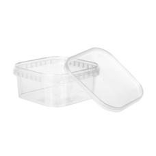 Kārbas kantainas ar vāku, PP, caurspīdīgas, 12.2x12.2/5.7cm, 500ml