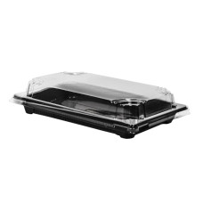 Suši trauks ar caurspīdīgu vāku, PET, melns, 21.5x13.6cm