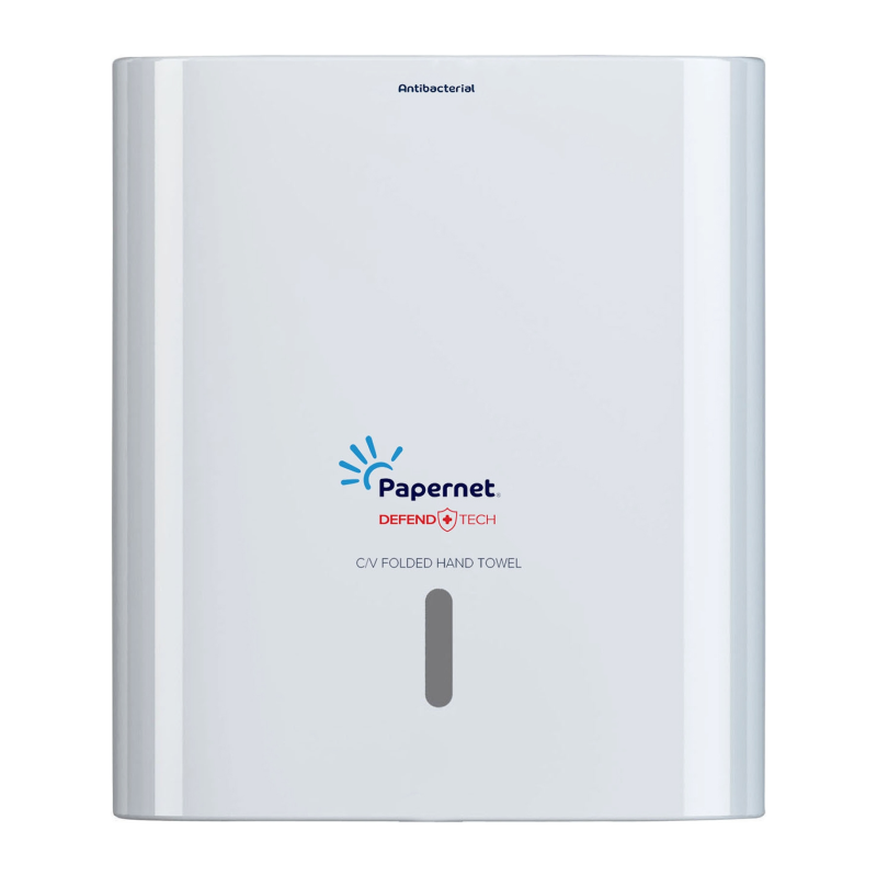 Roku salvešu turētājs C, V veida salvetēm ar Defend Tech antibakteriālo pārklājumu, balts
