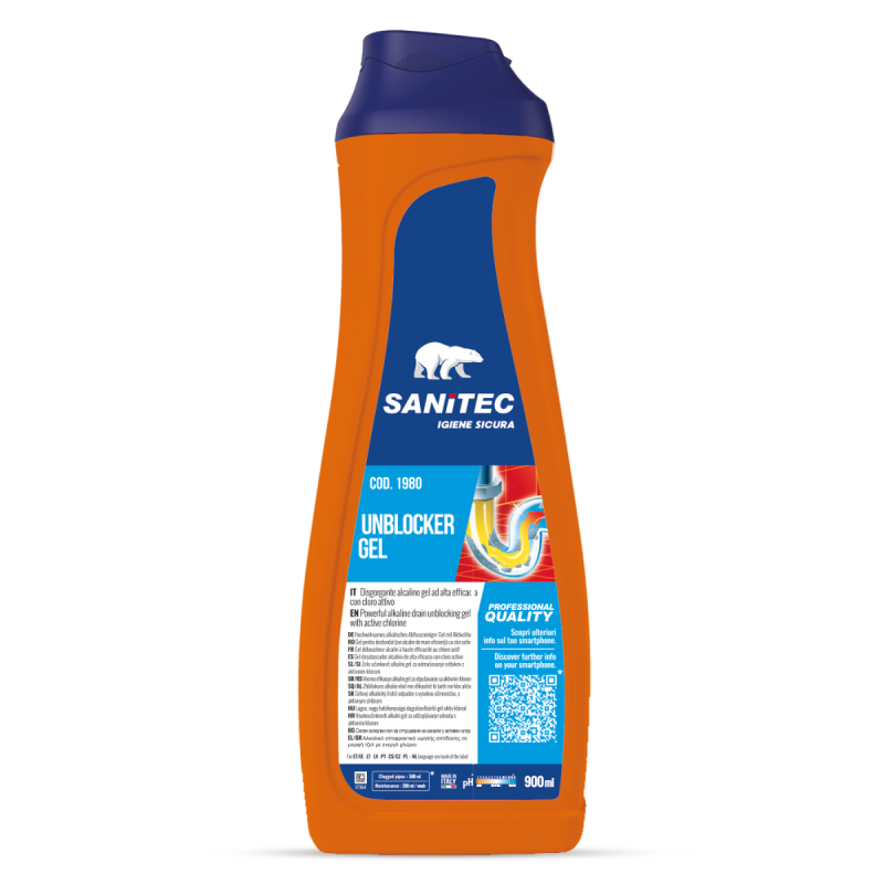 UNBLOCKER GEL, kanalizācijas cauruļu tīrīšanas līdzeklis, SANITEC, 900ml