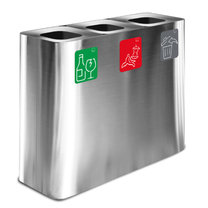 Atkritumu tvertne šķirošanai, PURE STANDARD, nerūsējošā tērauda, 180L