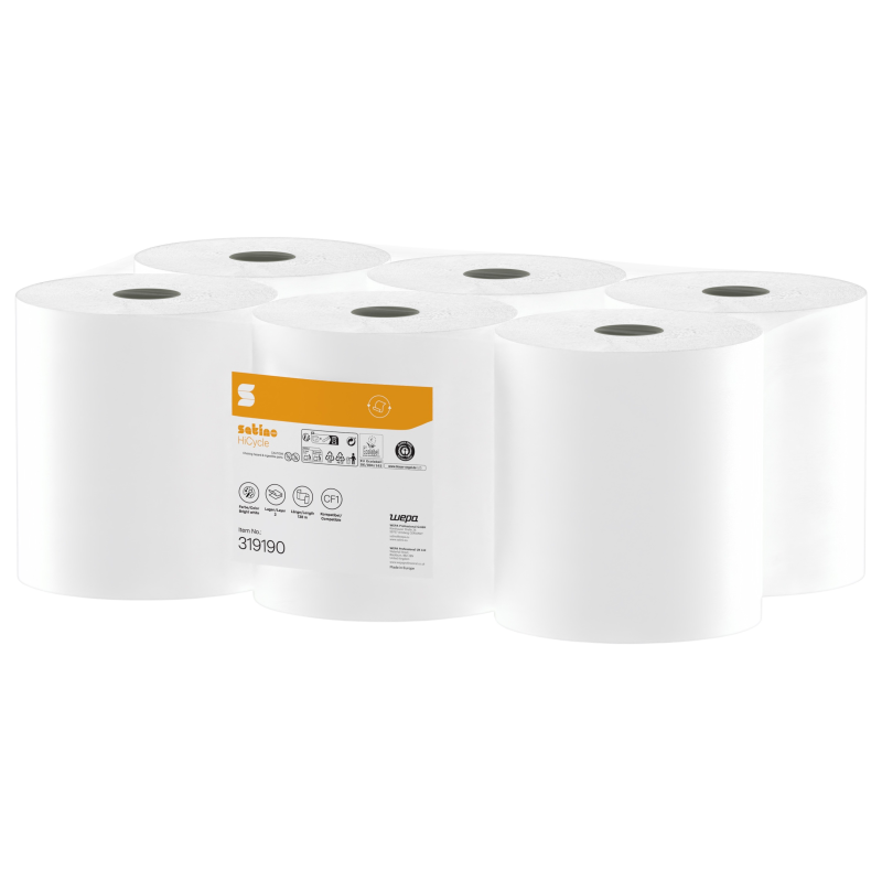 Roku dvieļi ruļļos ar centra padevi, Satino Comfort CF, jauktā šķiedra, 2k, 138m